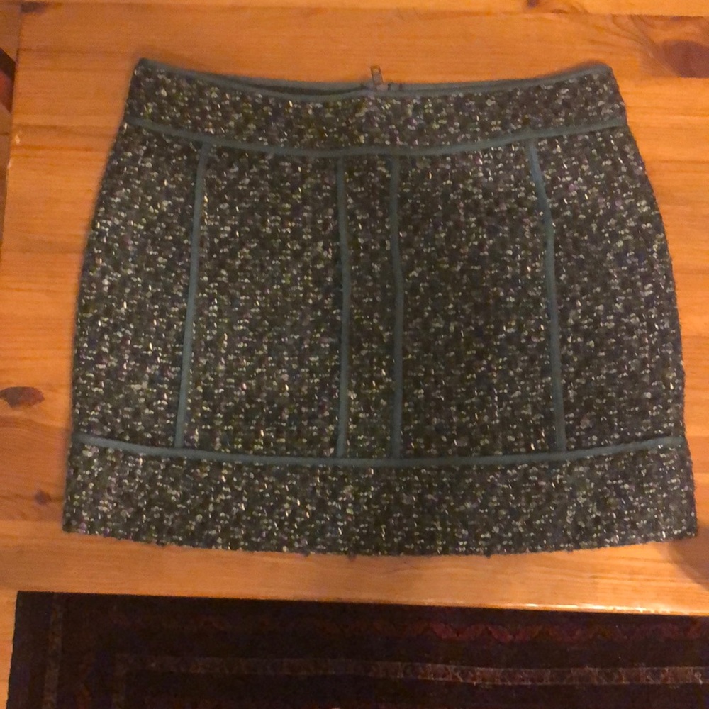 J. Crew Green Tweed Mini Skirt